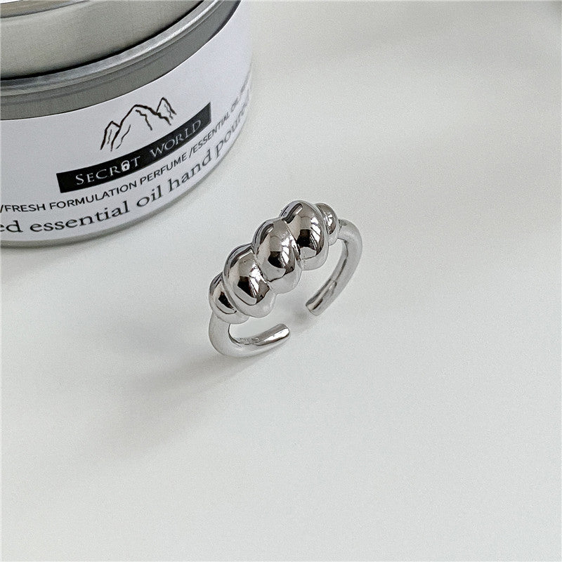 Bague paisse torsad e en forme de chenille en argent sterling 925