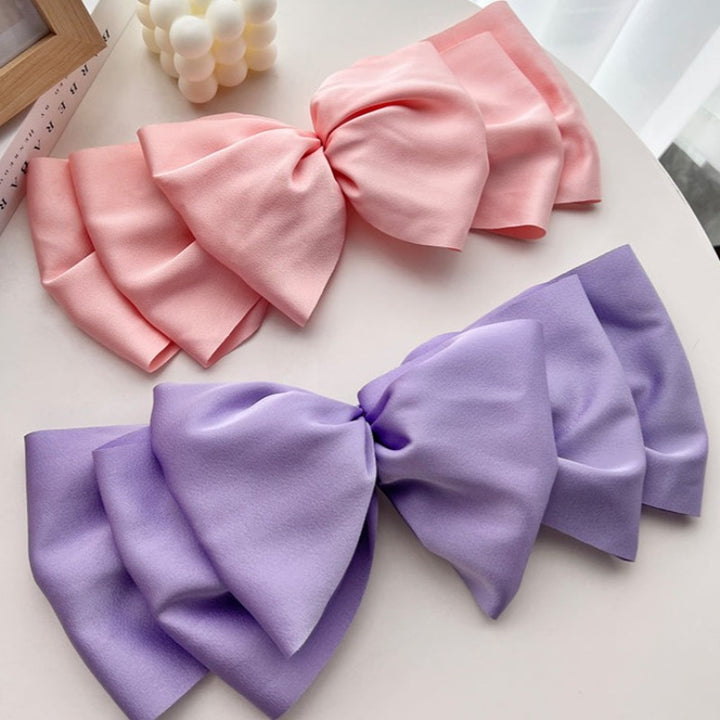 Oversized Three Layer Ribbon Fabric Bow Hair Clips