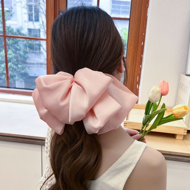 Oversized Three Layer Ribbon Fabric Bow Hair Clips