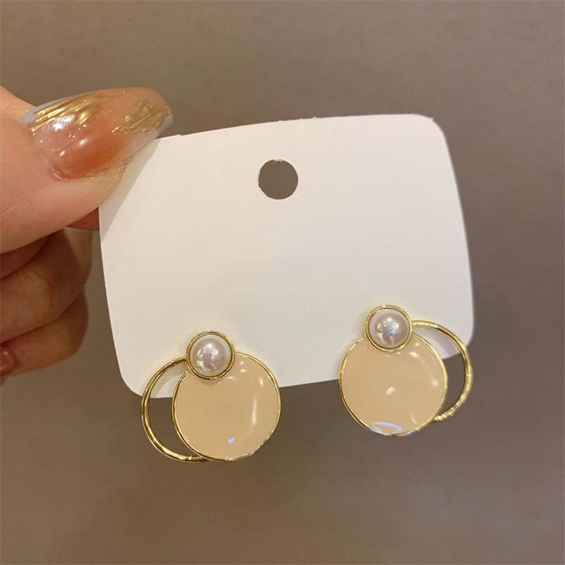 18k Real Gold Plated Dripping Oil Geometric Round Stud Earrings