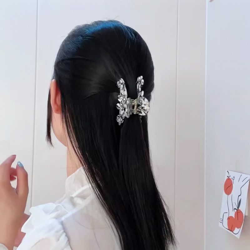 Griffe de cheveux en acétate de strass fleur 3D