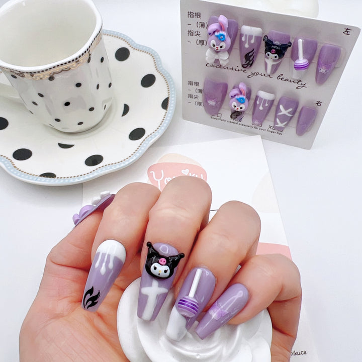 Long Cartoon Handmade Press-on Nails