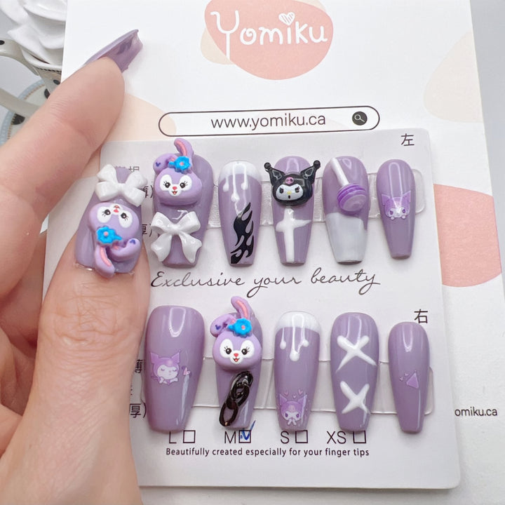 Long Cartoon Handmade Press-on Nails