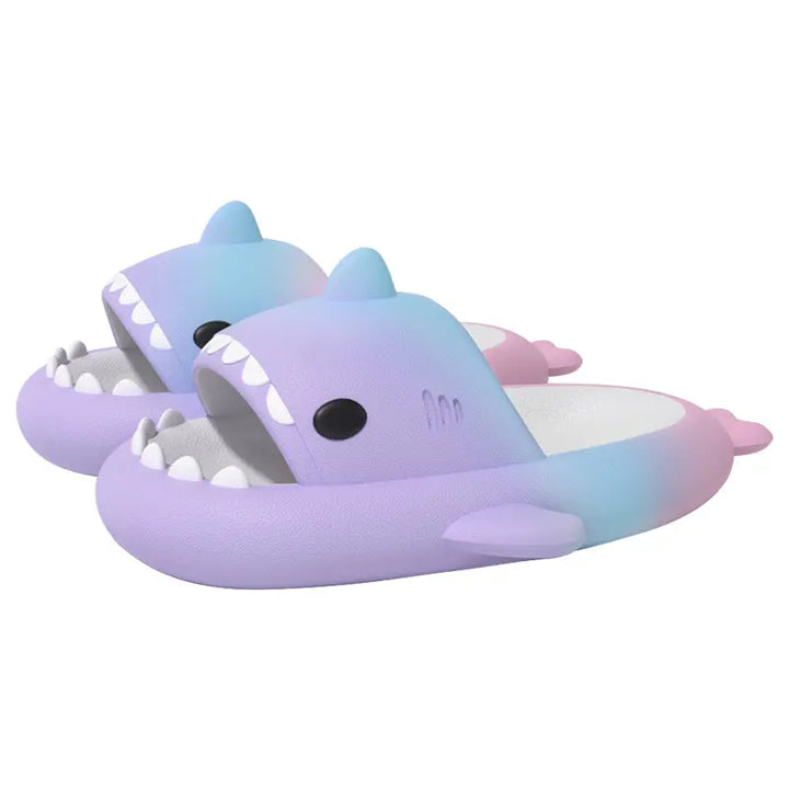 Purple Rainbow Shark Slippers