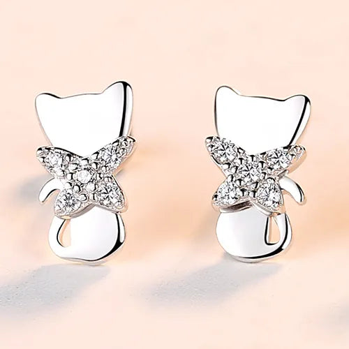 925 Stirling Silver CZ Boucles d'oreilles animaux mignons