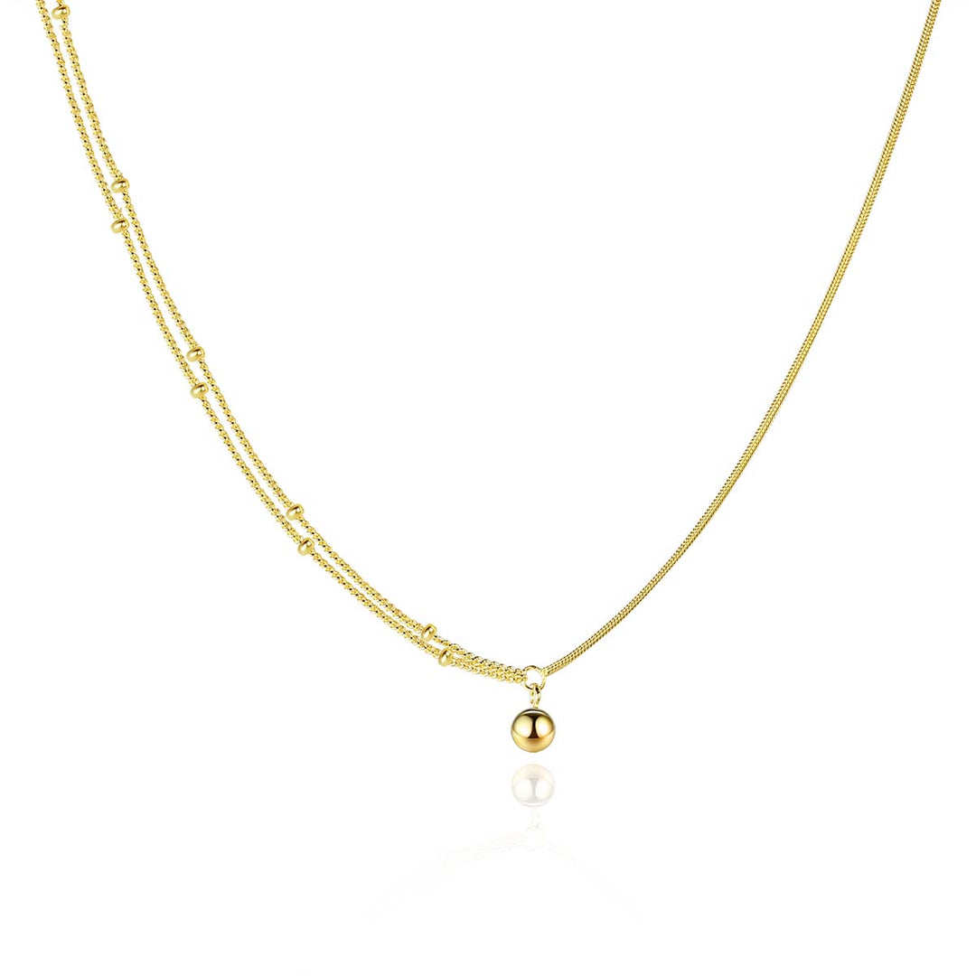 925 Silver Gold Plated Chain Simple Necklace