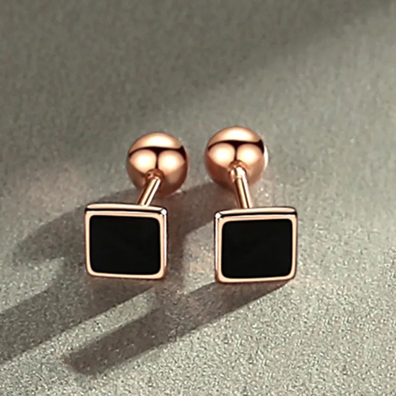 925 Sterling Silver Heart / Round / Square Stud Earrings