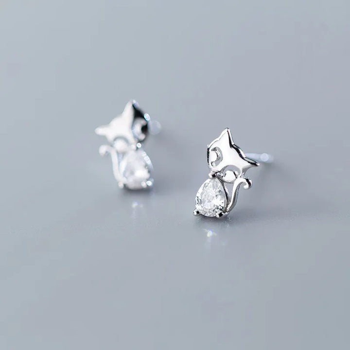 Boucles d'oreilles en argent sterling 925 CZ Zircon Fox pour femme