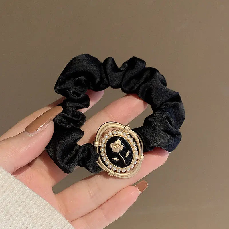 Court Lolita Pearl Satin Silk Elastic Hair Tie