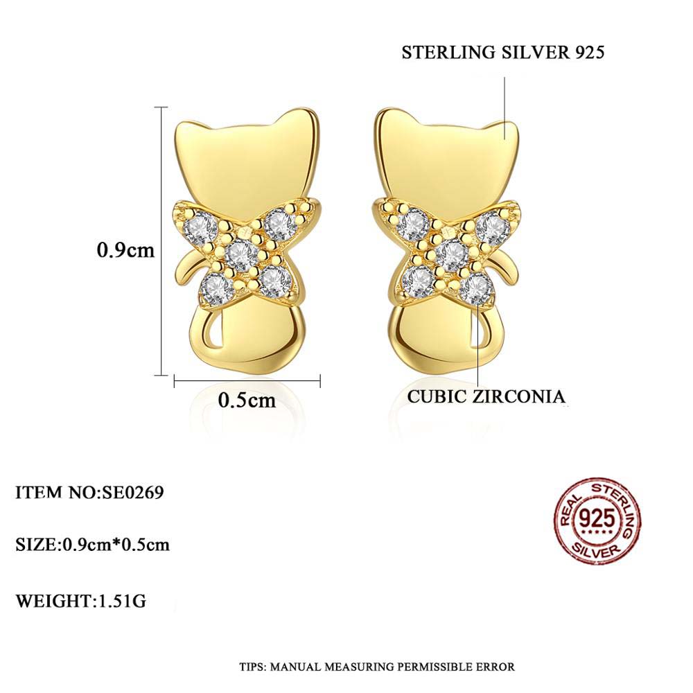 925 Stirling Silver CZ Boucles d'oreilles animaux mignons