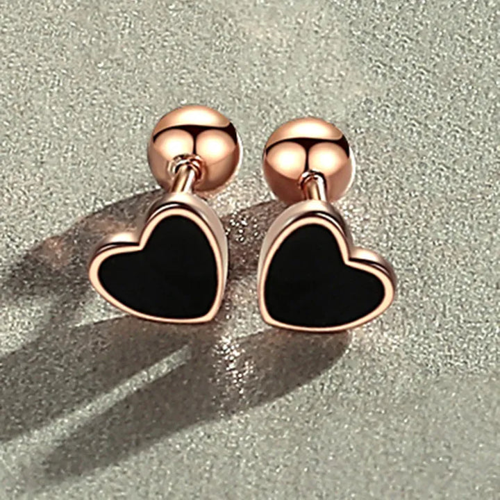 925 Sterling Silver Heart / Round / Square Stud Earrings