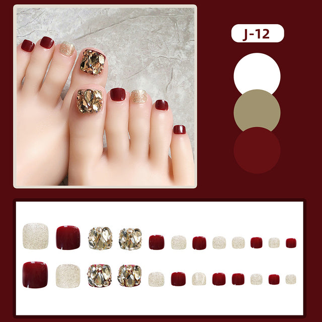 Golden Stone Full Cover Artificial Acrylic False Toe Nails