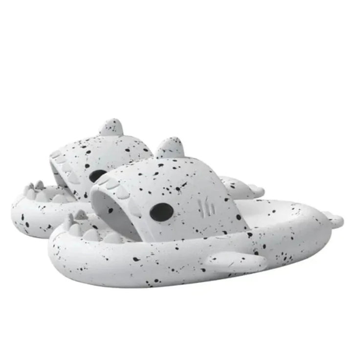 Black Dots Scribble Shark Slippers