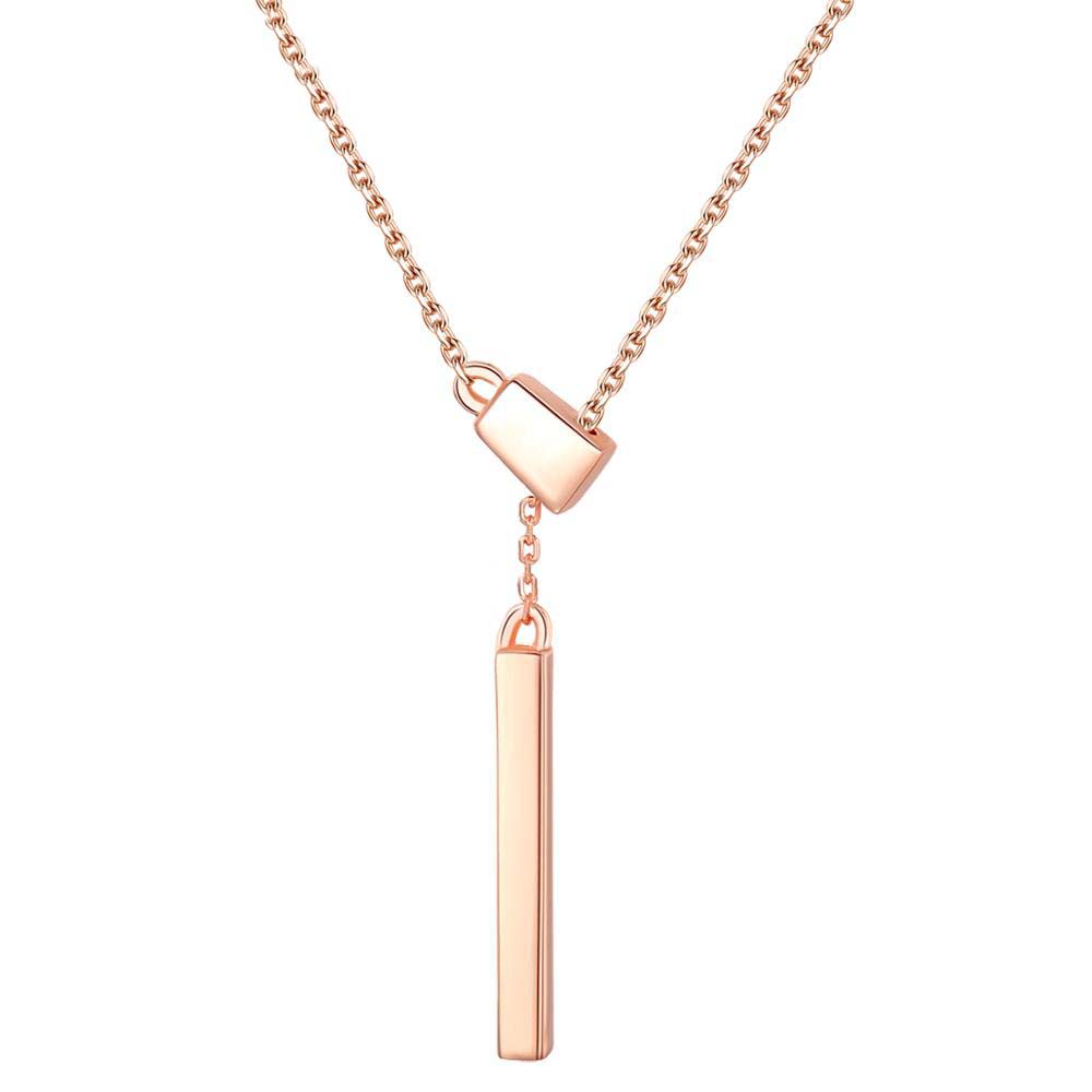 Rose Gold Plated 925 Sterling Silver Short Bar Necklace