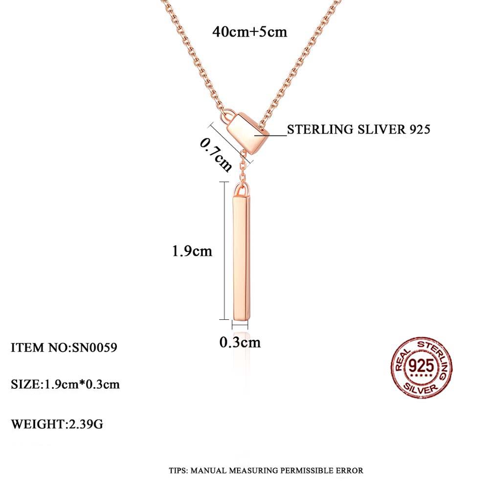 Rose Gold Plated 925 Sterling Silver Short Bar Necklace