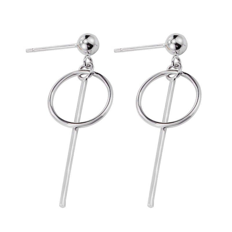 Boucles d'oreilles pendantes en argent sterling 925 avec mini cercle rond