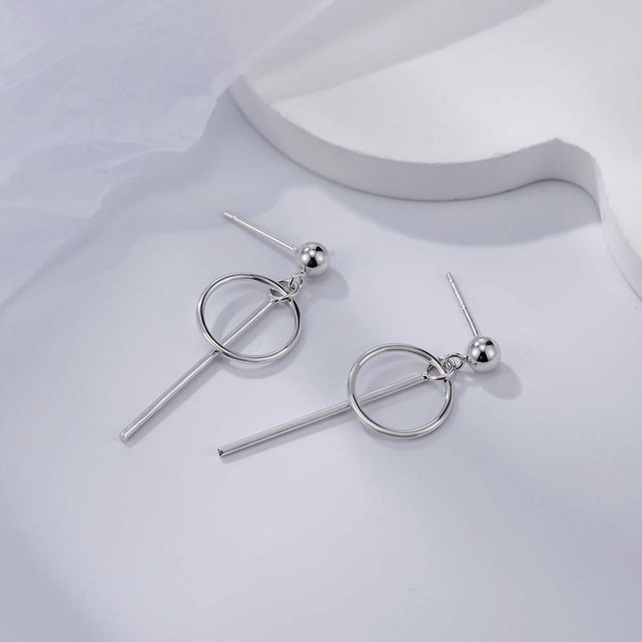 Boucles d'oreilles pendantes en argent sterling 925 avec mini cercle rond