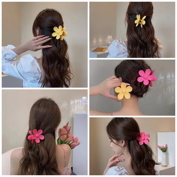 Candy Color Simple Plastic Flower Hair Claw