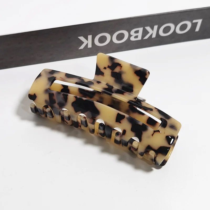 11.5cm Oversized Pattern Rectangle Acetate Hair Claw For Thick Hair