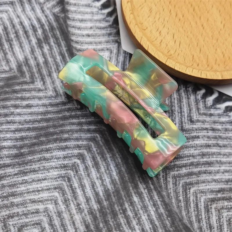 11.5cm Oversized Pattern Rectangle Acetate Hair Claw For Thick Hair