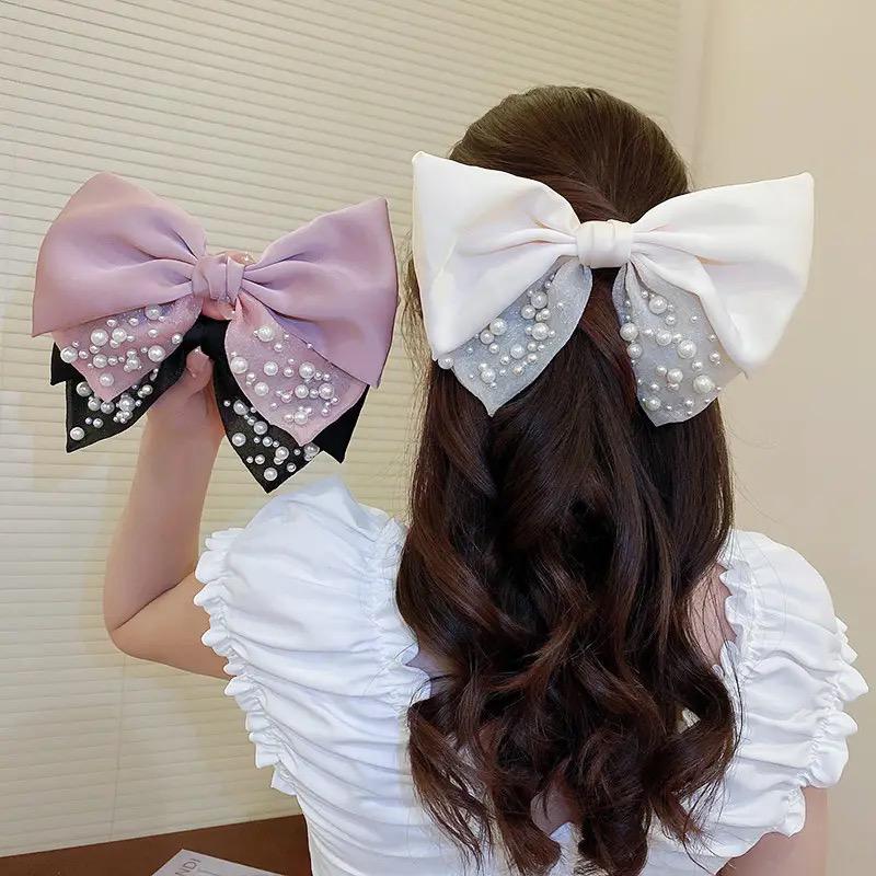 Princess Pearl Scrunchies Bowknot Hair Clip