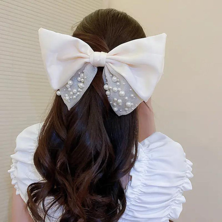 Princess Pearl Scrunchies Bowknot Hair Clip