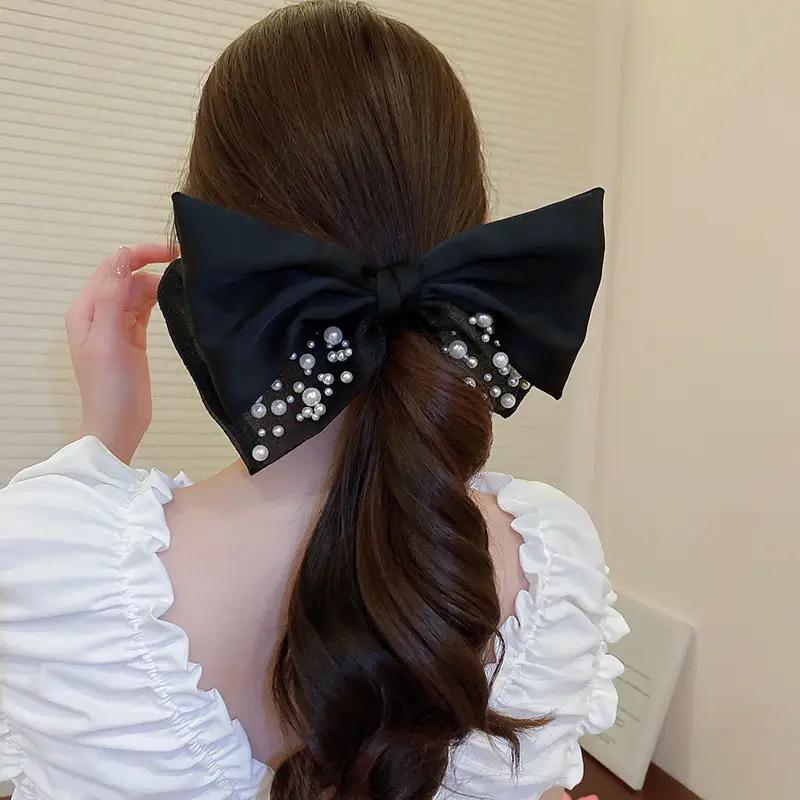 Princess Pearl Scrunchies Bowknot Hair Clip