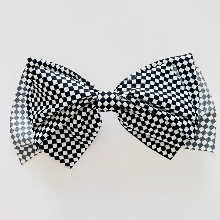 Oversized Checkerboard Bow Hair Clip