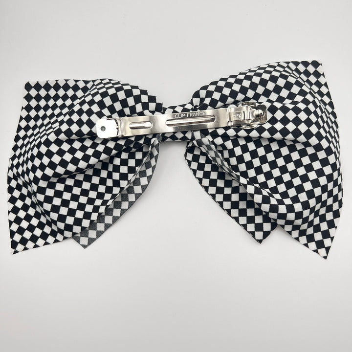 Oversized Checkerboard Bow Hair Clip