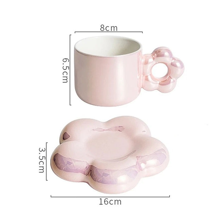 Cute Flower Ins Ceramic Coffee Mug Set