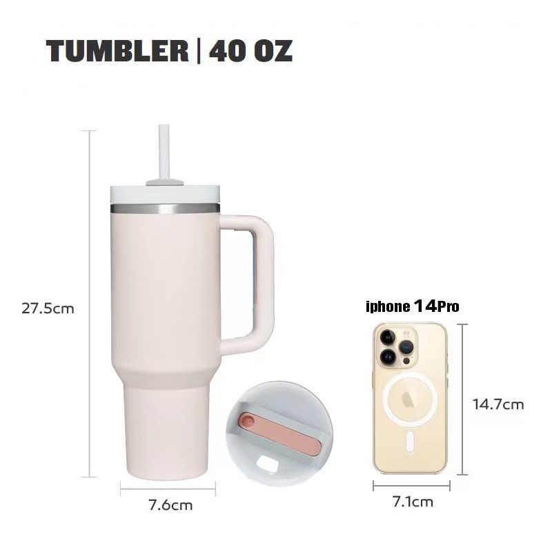 40 Oz Insulated Stainless Steel Water Bottle Tumbler with Handle and Straw