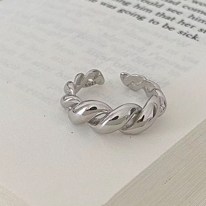 925 Sterling Silver Caterpillar Shape Twist Chunky Ring