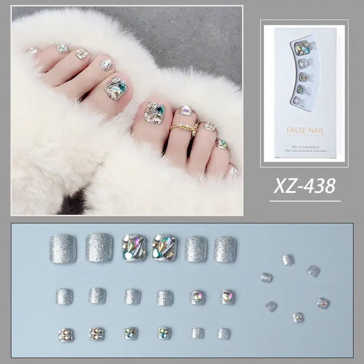 Colorful Diamond Full Cover Artificial Acrylic False Toe Nails