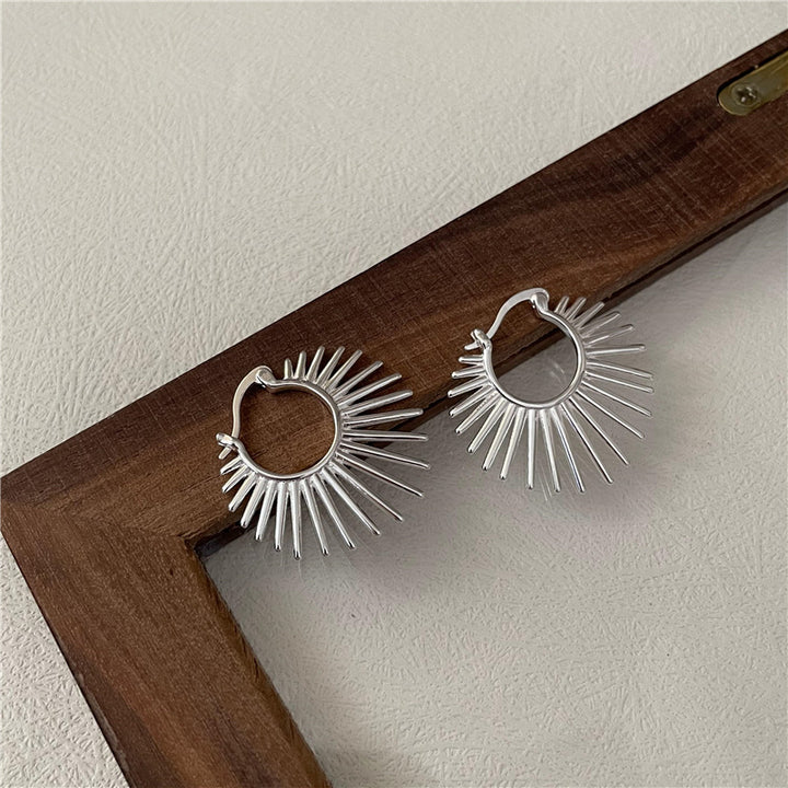 925 Sterling Silver Geometric Retro Sunlight Clip Earrings