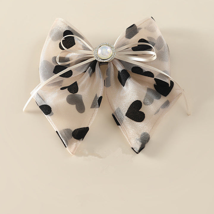 Organza Heart Bowknot Spring Clip