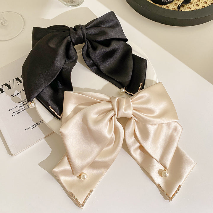 Oversized Stain Pearl Bowknot Hair Clip