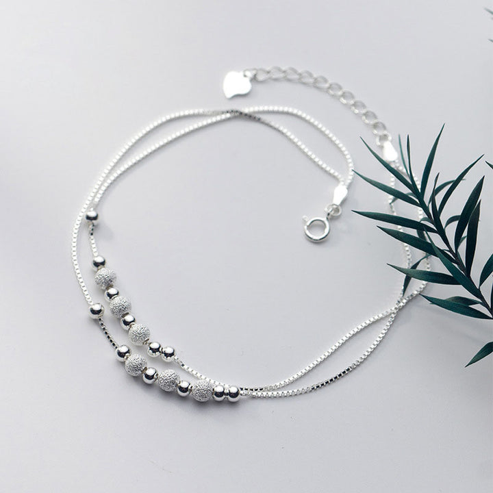 Bracelet de cheville perlé Lucky Strand en argent sterling 925