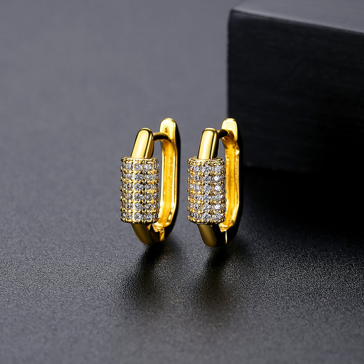 Boucles d'Oreilles Cubique Zircon Plaqué Or 18K