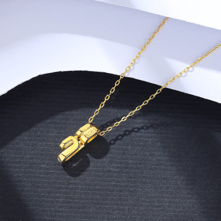 925 Silver Gold Plated Link Chain Zircon Pendant Necklace