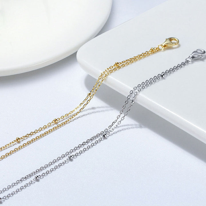 925 Sterling Silver Double Layered Satellite Chain Anklet