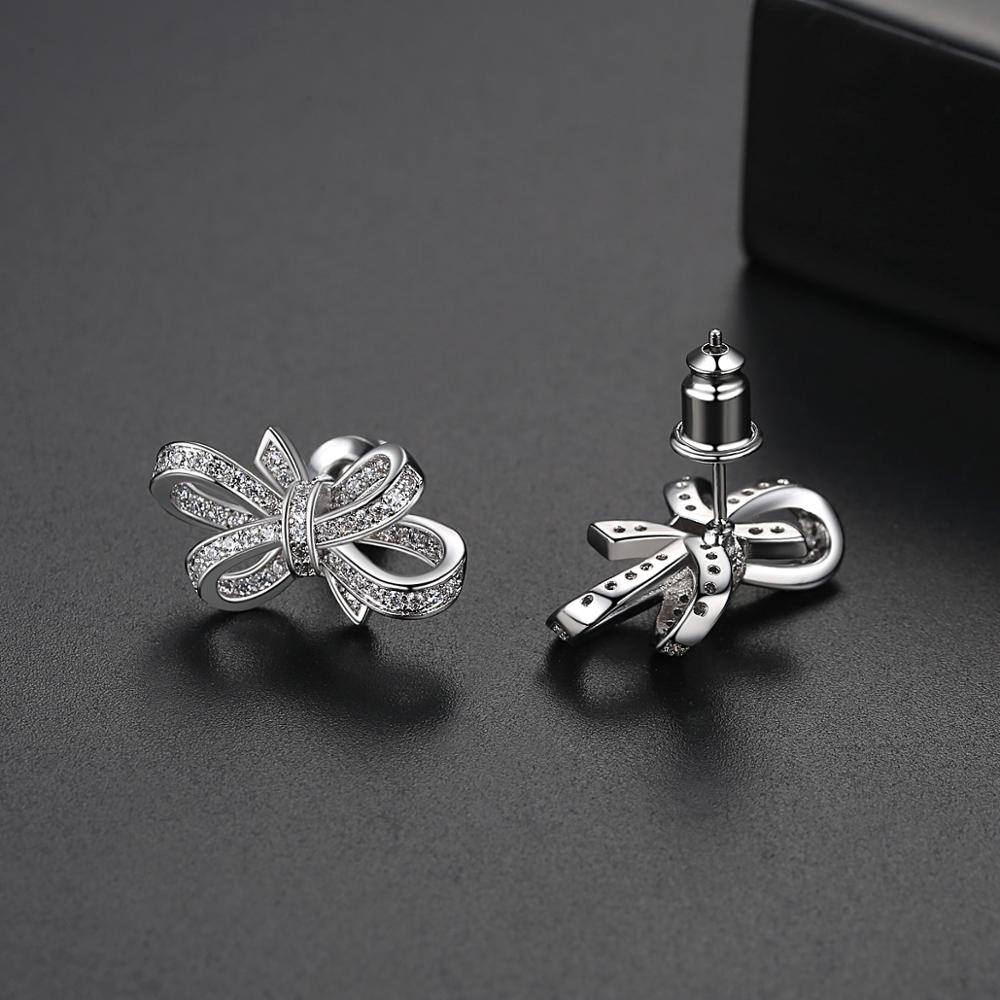 Boucles d'Oreilles Clous Bowknot Cubic Zirconia