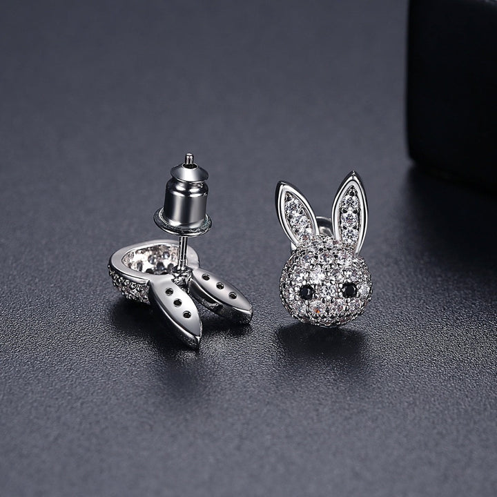 Korean Style Anti-oxidation Zircon Inlaid Cute Bunny Earrings