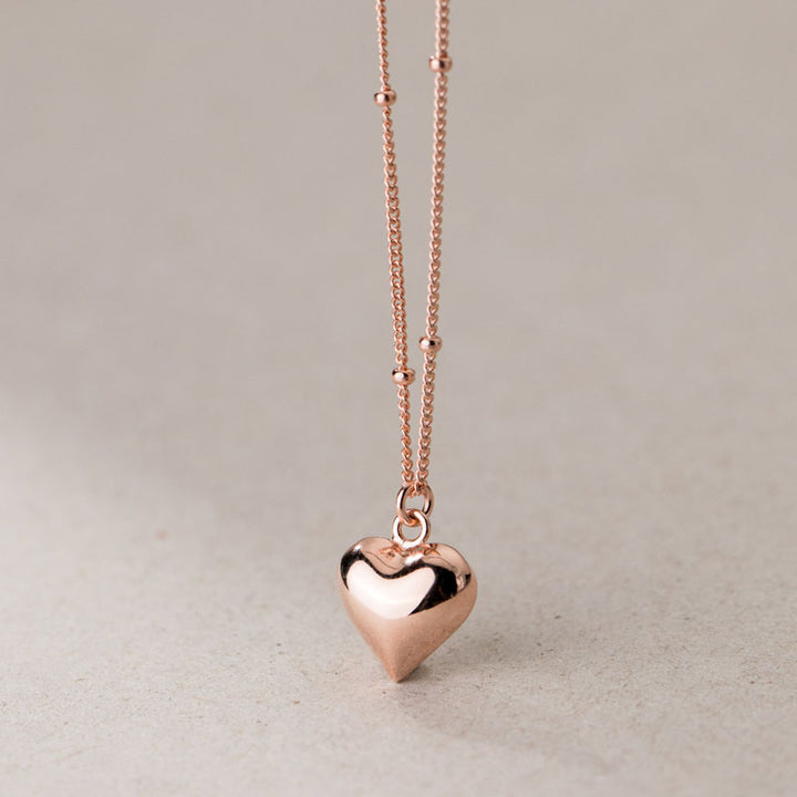 925 Sterling Silver Glossy Big Heart Pendant Necklace