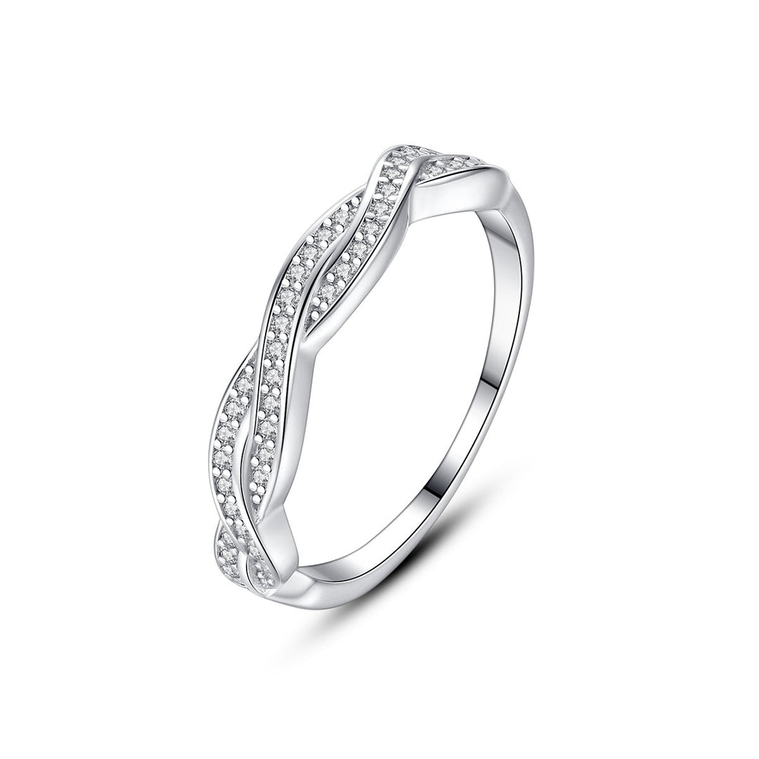 Korean Style 925 Sterling Silver Zircon Band Ring