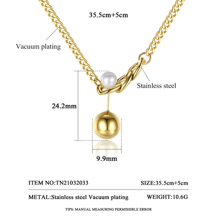 Simple Style Stainless Steel Ball Pearl Pendant Charm Necklace