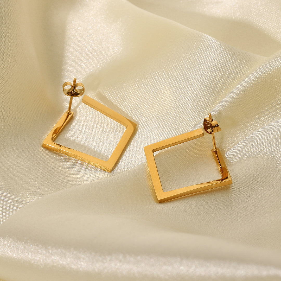 18K Gold Plated Stainless Minimalist Square Drop Earrings