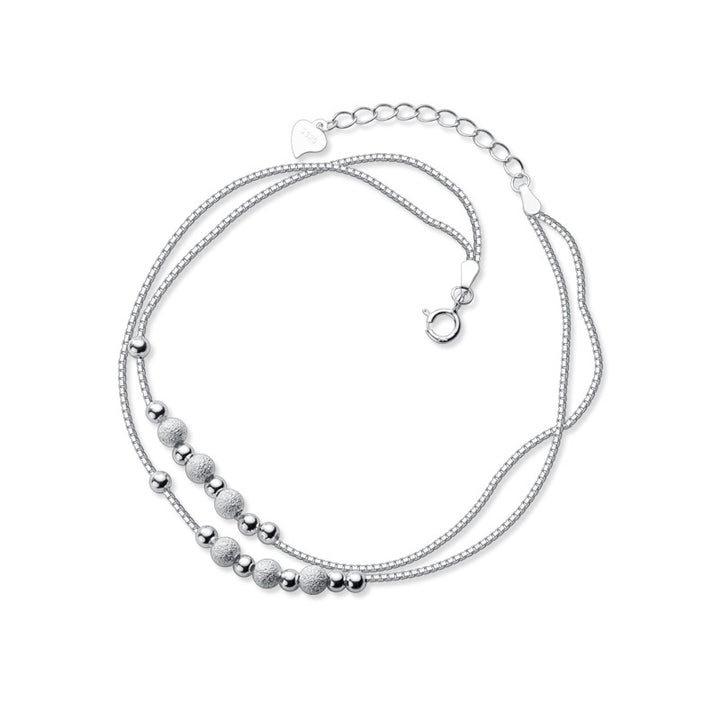 Bracelet de cheville perlé Lucky Strand en argent sterling 925