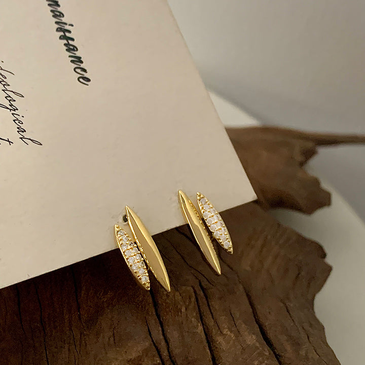 18k Gold Plated Spike Shape CZ Minimalist Stud Earrings