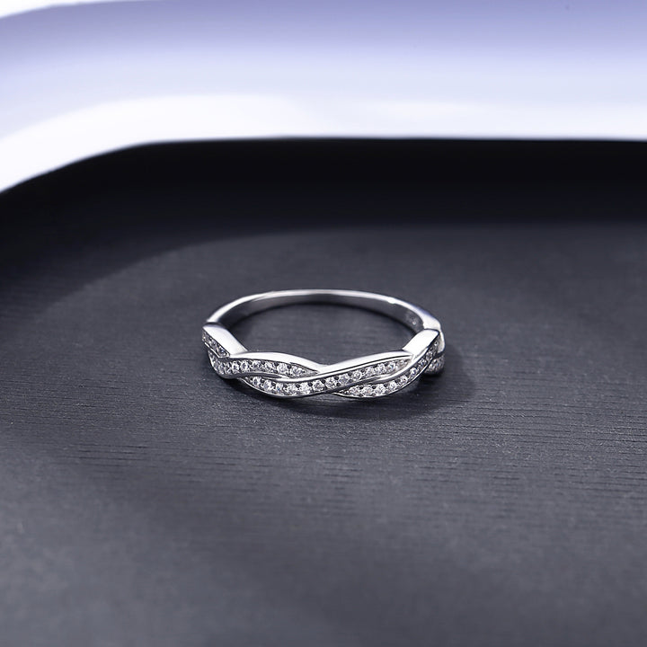 Korean Style 925 Sterling Silver Zircon Band Ring