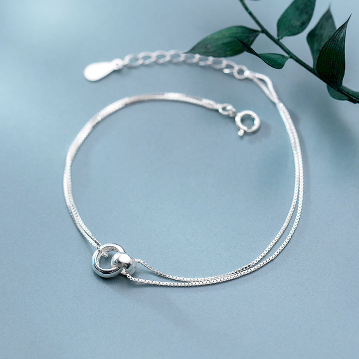 Bracelet chaîne en argent sterling 925 à double cercle rond